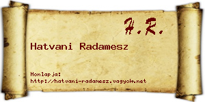 Hatvani Radamesz névjegykártya